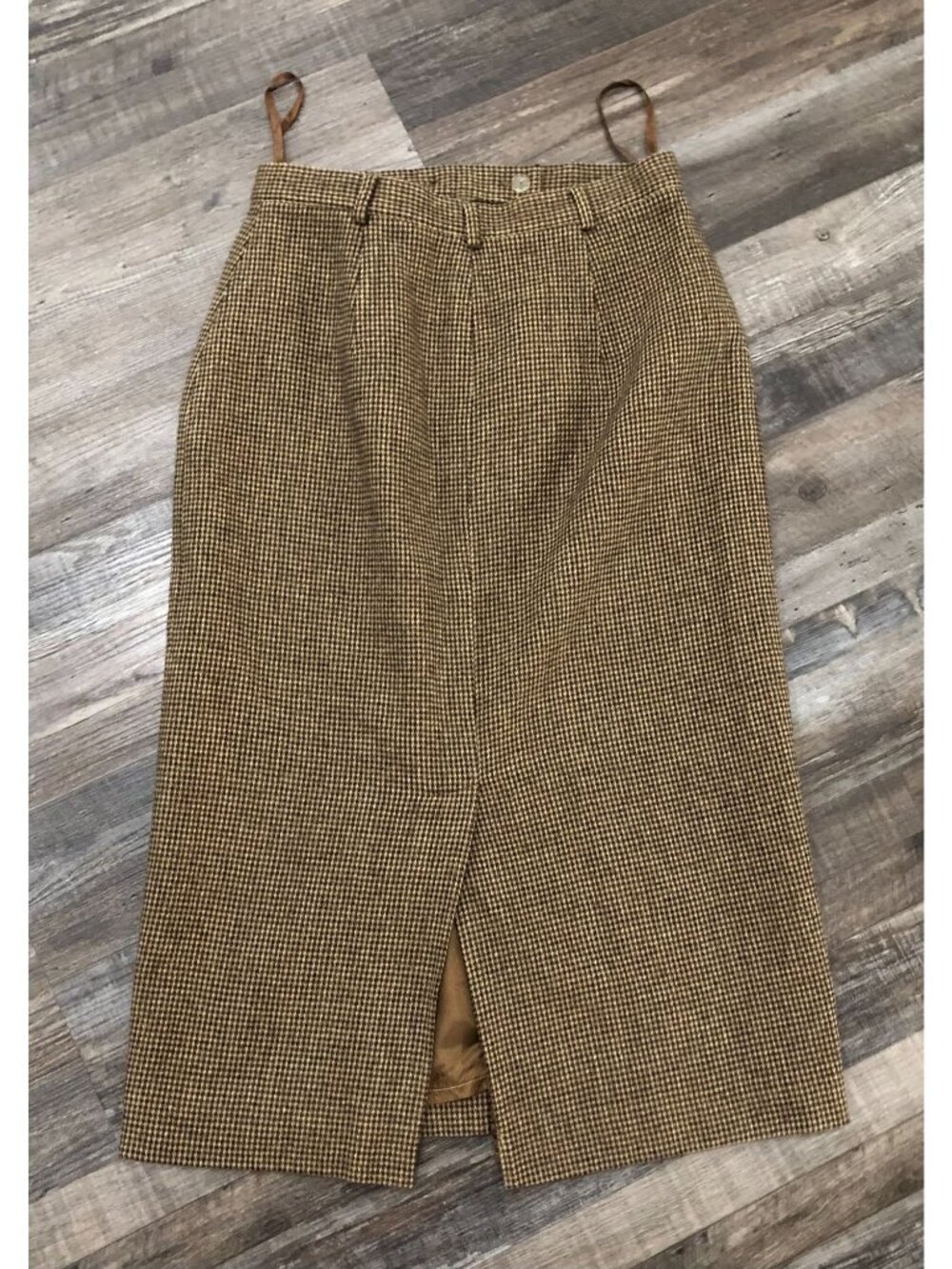 Vintage Lauren Ralph Lauren Size 10 Brown Hounds Tooth Wool Pencil Skirt New w T - Picture 8 of 8
